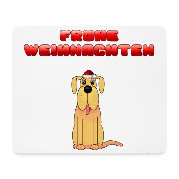 Frohe Weihnachten Hund mit Weihnachtsmütze - Mousepad (Querformat) - Weiß - Vorne