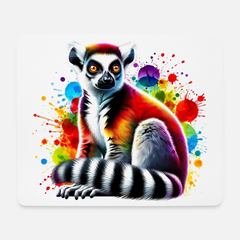 Lémurien - Tapis de souris (format paysage) - blanc