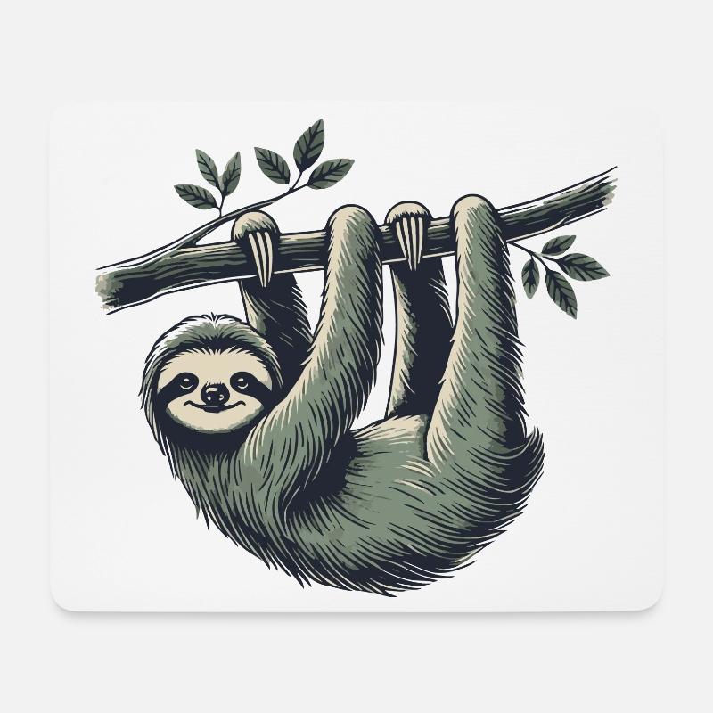 Faultier - Mousepad (Querformat) - Weiß
