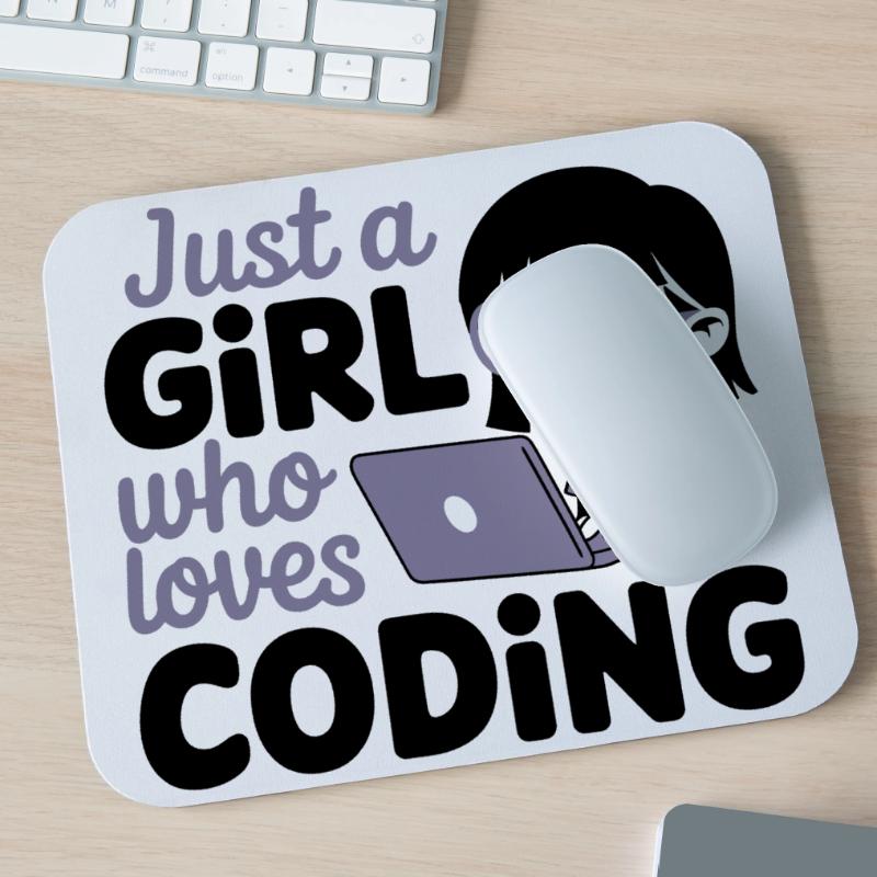 Juste une fille qui aime coder Tapis de souris (format paysage)