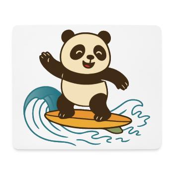 Panda Surf heureux - Illustration d’été - Tapis de souris (format paysage) - blanc - Devant