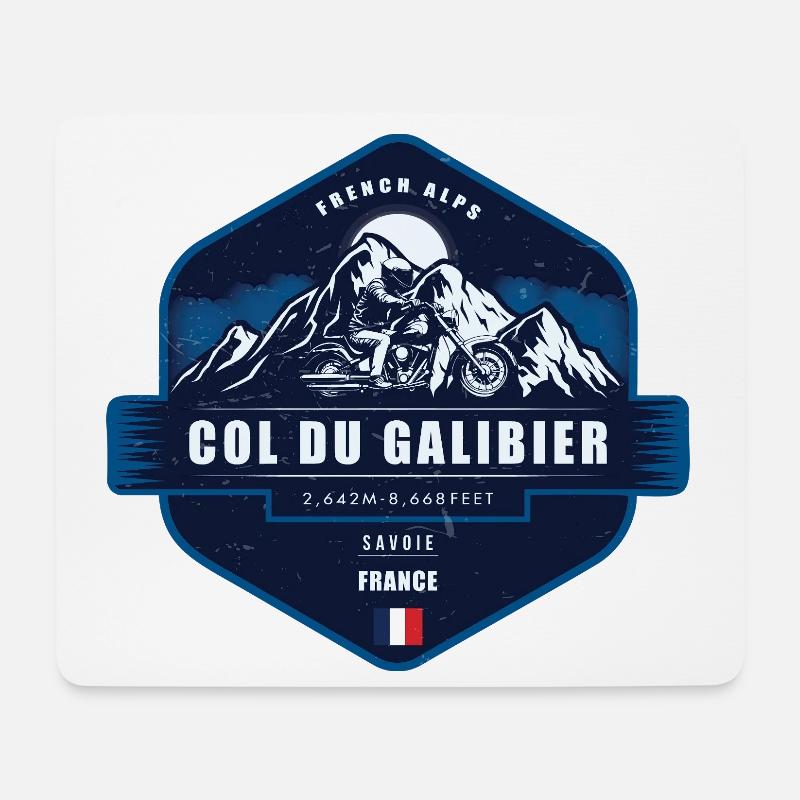 Col du Galibier, Motorradpass, Savoyen, Frankreich - Mousepad (Querformat) - Weiß
