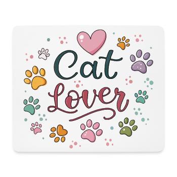Katzenliebe und bunte Pfoten - Mousepad (Querformat) - Weiß - Vorne