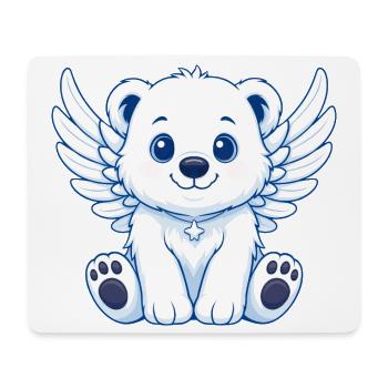 Cute Polar Bear Angel Cartoon with Wings Joy - Mouse Pad (horizontal) - white - Front