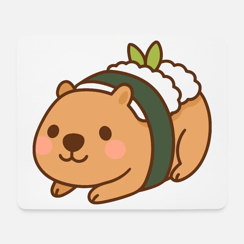 Capybara Sushi – niedlich & lecker 🍣🦫 - Mousepad (Querformat) - Weiß