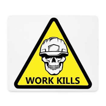 Danger Work, Kill sign with a helmeted skull - Mouse Pad (horizontal) - white - Front