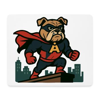 Superhero Bulldog Standing Brave City Cartoon - Mouse Pad (horizontal) - white - Front