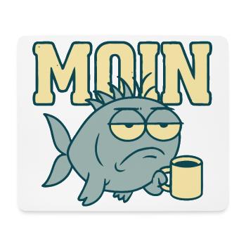 Moin Müder Hai mit Kaffee - Mousepad (Querformat) - Weiß - Vorne