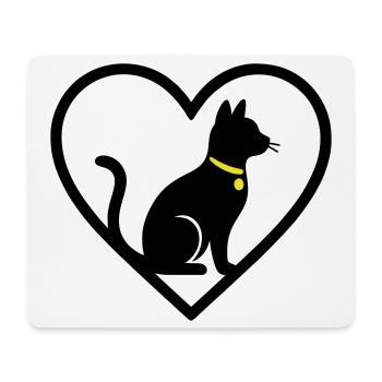 Cat Heart Silhouette Cute Pet Lover - Mouse Pad (horizontal) - white - Front