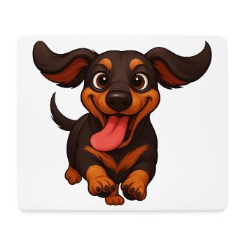 Teckel : joie, race, meilleur ami, propriétaire - Tapis de souris (format paysage) - blanc - Devant