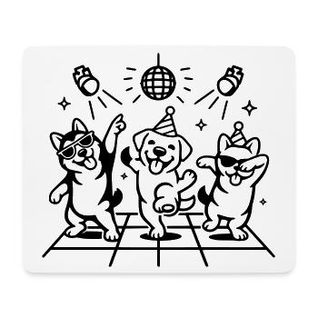 Tanzende Party Hunde Kinder Disco - Mousepad (Querformat) - Weiß - Vorne