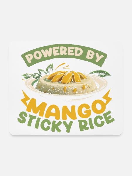 Powered By Mango Sticky Reis - Mousepad (Querformat) - Weiß