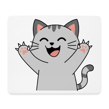 Pattes de chat heureuses Santé (griffes pointues) - Tapis de souris (format paysage) - blanc - Devant