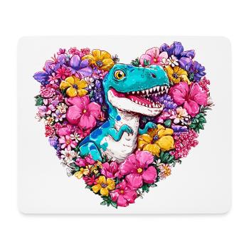 Dino Flower Heart - Mouse Pad (horizontal) - white - Front