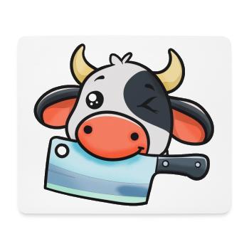 Chef vache avec couperet - Tapis de souris (format paysage) - blanc - Devant