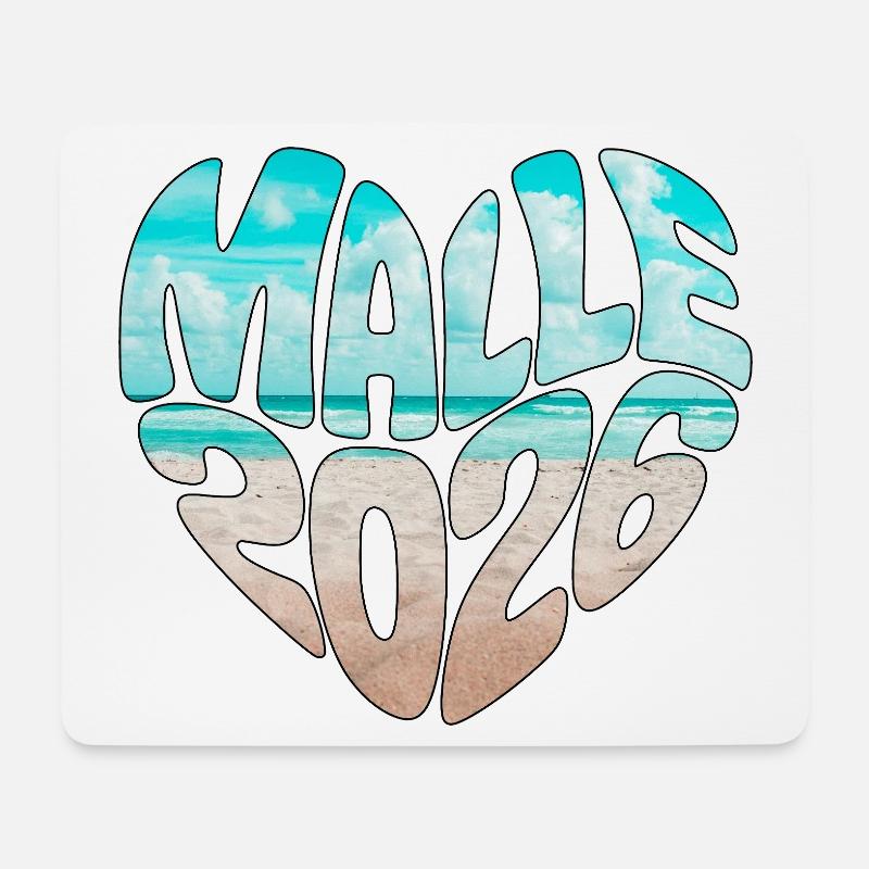 Mallorca Malle 2026 Herz (Version Meer Strand) - Mousepad (Querformat) - Weiß
