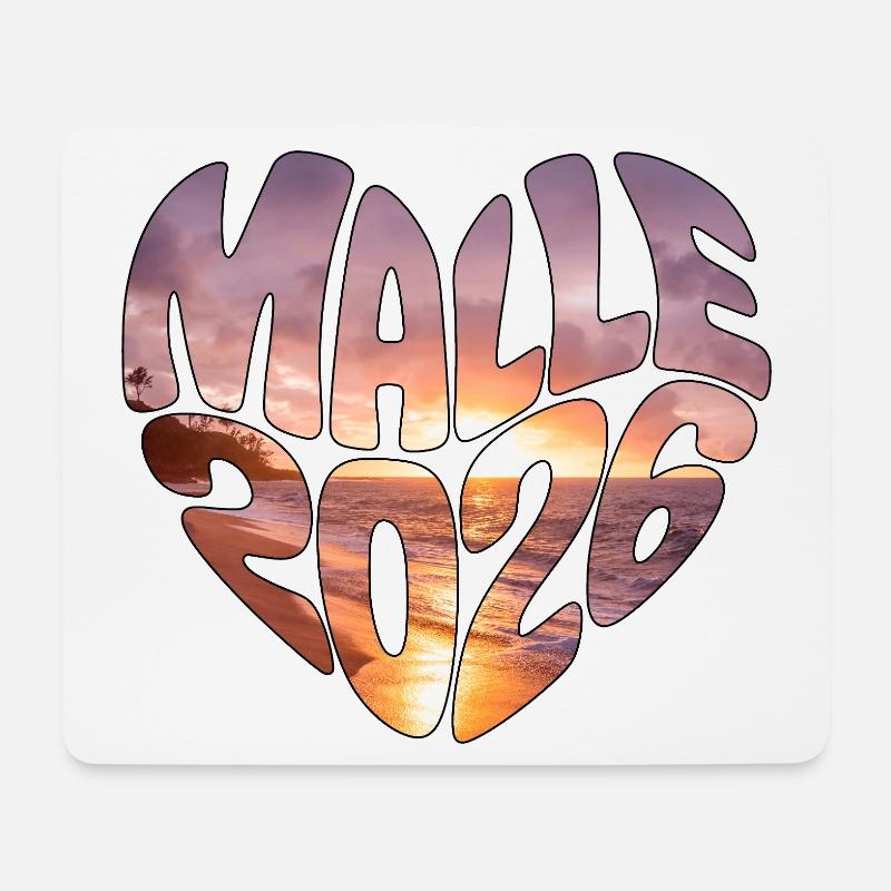Mallorca Malle 2026 Herz (Version Sonnenuntergang) - Mousepad (Querformat) - Weiß