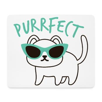 Purrfect Cat – Cool Cat avec des lunettes de soleil - Tapis de souris (format paysage) - blanc - Devant