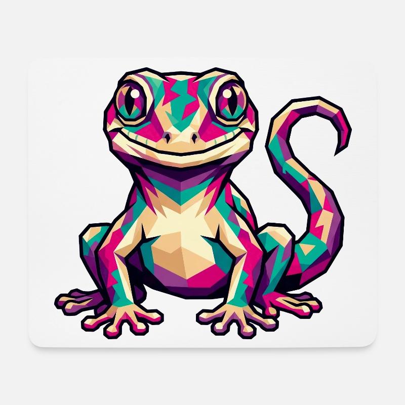 Bunter geometrischer Gecko - Mousepad (Querformat) - Weiß