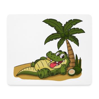Crocodile on the palm beach - Mouse Pad (horizontal) - white - Front
