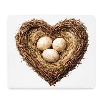 Heart-shaped bird's nest with eggs - Mouse Pad (horizontal) - white - Front