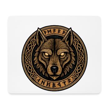 Wolf Ring Emblem with Runes - Mouse Pad (horizontal) - white - Front