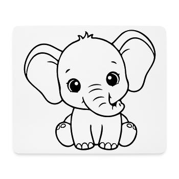 Niedliches Elefantenbaby – Schwarz und Weiß - Mousepad (Querformat) - Weiß - Vorne