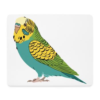Budgie Green Yellow Turquoise Parakeet Parrot - Mouse Pad (horizontal) - white - Front