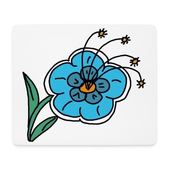 Handgezeichnete blaue Blume Kinder Kind - Mousepad (Querformat) - Weiß - Vorne