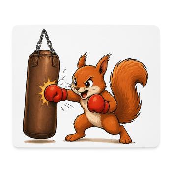 Eichhörnchen am Boxsack Cartoon Motiv  - Mousepad (Querformat) - Weiß - Vorne