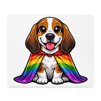 Basset Hound Pride Dog Manteau arc-en-ciel LGBTQ - Tapis de souris (format paysage) - blanc - Devant