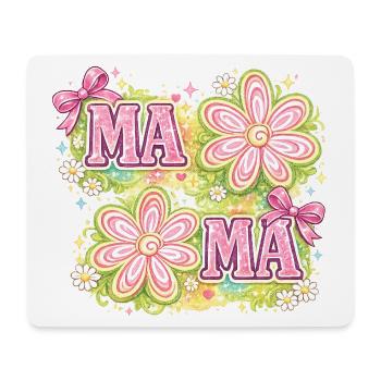 MAMA Magic Flowers & Pink Bows | Retro Chic - Mouse Pad (horizontal) - white - Front