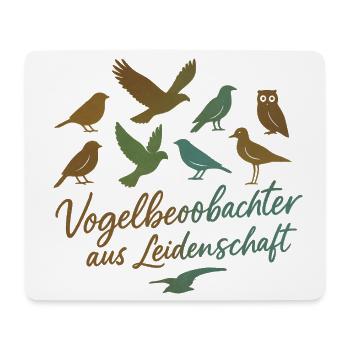 Vogelbeobachter aus Leidenschaft - Mousepad (Querformat) - Weiß - Vorne