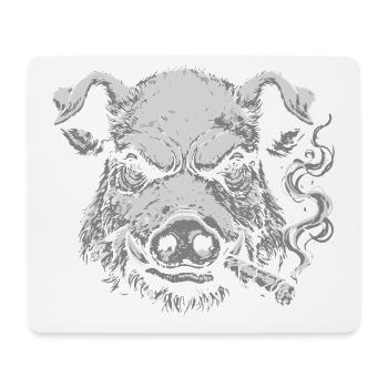Schwein rauchende Zigarre - Mousepad (Querformat) - Weiß - Vorne