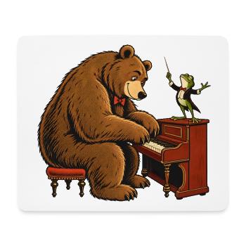 Bär & Frosch am Klavier – Lustiges Musikmotiv - Mousepad (Querformat) - Weiß - Vorne