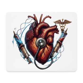 Herzfrequenz Kunst: Stethoskop Nadeln - Mousepad (Querformat) - Weiß - Vorne