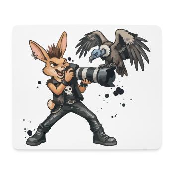 Punk-Hase, der Safari-Fotograf - Mousepad (Querformat) - Weiß - Vorne