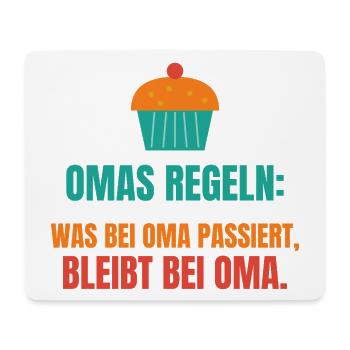 Omas Regeln: Was bei Oma passiert, bleibt bei Oma - Mousepad (Querformat) - Weiß - Vorne