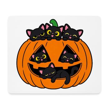 Katzen in einem Halloween-Kürbis - Mousepad (Querformat) - Weiß - Vorne