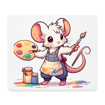 Cute Mouse Artist - Mouse Pad (horizontal) - white - Front