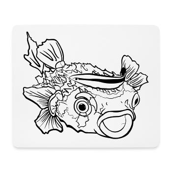 Symbiose entre poissons-globes, poissons-hérissons et labres nettoyeurs - Tapis de souris (format paysage) - blanc - Devant