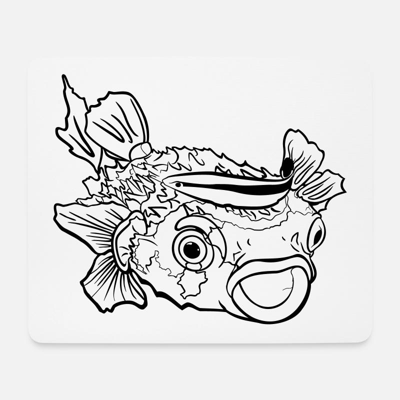 Kugelfisch Igelfisch und Putzerlippfisch Symbiose - Mousepad (Querformat) - Weiß