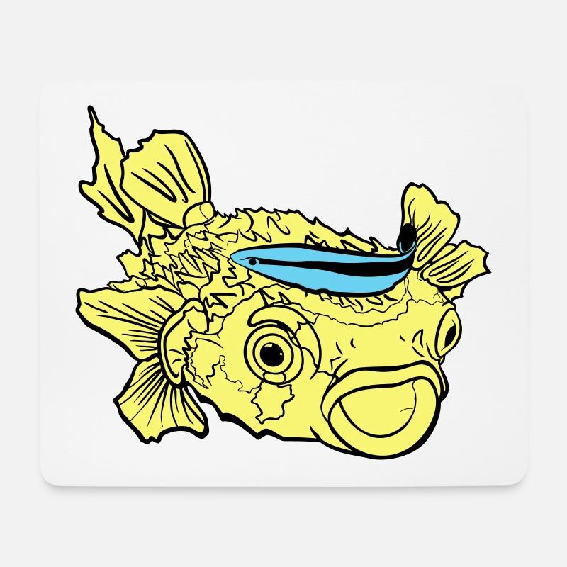 Igelfisch Kugelfisch Putzerlippfisch - Mousepad (Querformat) - Weiß
