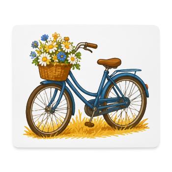 Vélo panier fleuri en automne - Tapis de souris (format paysage) - blanc - Devant