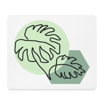 Pastellfarbene Monstera-Blätter im einfachen Linienstil - Mousepad (Querformat) - Weiß - Vorne