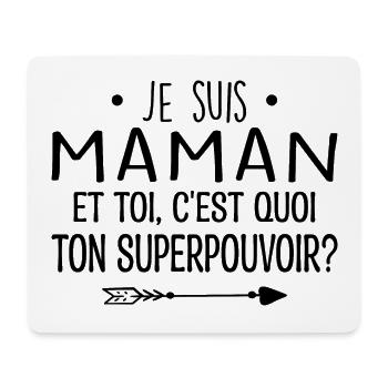 Super maman cadeau drôle fête des mères - Tapis de souris (format paysage) - blanc - Devant
