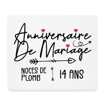 Anniversaire de mariage 14 ans - Noces de Plomb - Tapis de souris (format paysage) - blanc - Devant