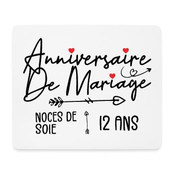 Anniversaire de mariage 12 ans - Noces de Soie - Tapis de souris (format paysage) - blanc - Devant