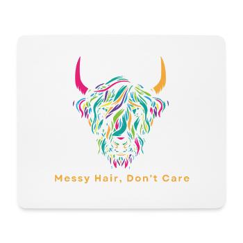 Highland Cow Messy Hair Don't Care Cow Farm - Mousepad (Querformat) - Weiß - Vorne