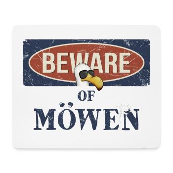 Beware Of Möwen Warnung mit Möwe und Vogelschiss - Mousepad (Querformat) - Weiß - Vorne